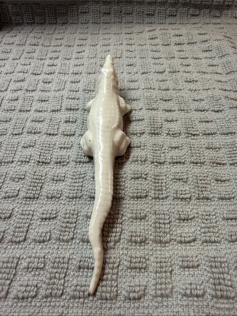 Vintage white Ceramic Alligator or crocodile figurine